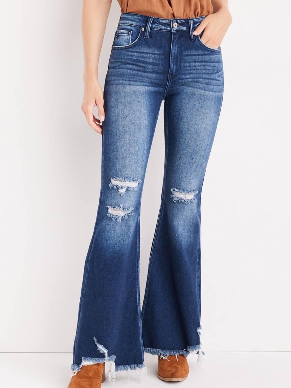 KanCan Exclusively for Maurices High Rise Distressed Flare Jeans Sz 32 / 14